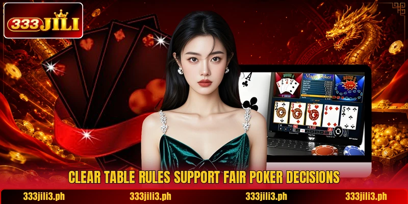 Clear table rules support fair poker decisions Clear table rules support fair poker decisions