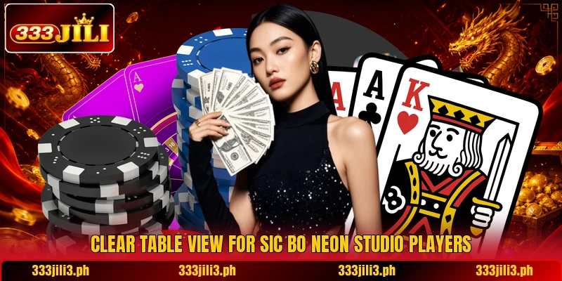 Clear table view for Sic Bo Neon Studio players Clear table view for Sic Bo Neon Studio players