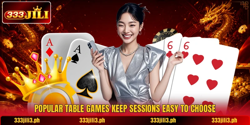Popular table games keep sessions easy to choose Popular table games keep sessions easy to choose